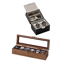 Watch Box, Watch Case for Men Women, Wooden Watch Display Storage Box, Watch Travel Case for Men, Wood Watch and Jewelry Box for Woman wtc-black-wb-61wood-n
