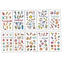 Ice Cream Stickers Childrens Tattoos Birthday Party Temporary Tattoos Tattoos for Kids Party Bags Dessert Fake Tattoo Stickers Kids Party Favors Decor Supplies 10Pcs.
