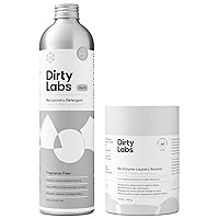 Dirty Labs | Unscented Sustainable Set | Free & Clear 80 Loads & Bio-Enzyme Booster | Hyper-Concentrated | High Efficiency & Standard Machine Washing | Nontoxic, Biodegradable
