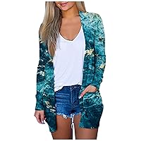 Womens Cardigans Plus Size Long Sleeve Cardigan for Women Fall Open Front Cardigan with Pockets Thin Duster Outer