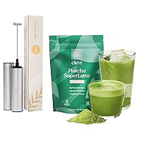Blends Matcha Green Tea Powder Oat Milk Instant Latte Mix & Frother Bundle -100% Japanese Ceremonial Matcha, Coconut Milk Superfood Creamer, SuperLatte With Adaptogens