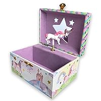 Play [ Row Row Row Your Boat ] Children Jewelry Box Unicorn Jewelry Music Box for Girls Jewelry Storage Box for Birthday Gifts Christmas Gifts with Sankyo Musical Box Mechanism (60 Tunes Option)
