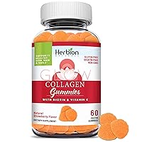 Collagen Gummies with Biotin & Vitamin E, Helps Support Healthy Skin, Hair, & Nails*, Natural Strawberry Flavor, Gluten-Free, Non-GMO, 60 Pectin Gummies, Made in USA