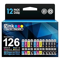 E-Z Ink (TM Remanufactured Ink Cartridge Replacement for Epson 126 T126 to use with Workforce 435 520 545 635 645 WF-3520 WF-3530 WF-3540 WF-7010 WF-7510 (6 Black,2 Cyan,2 Magenta,2 Yellow) 12 Pack