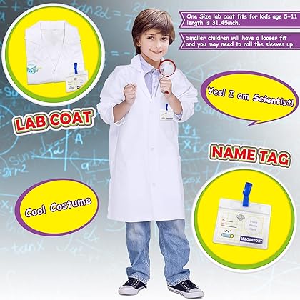UNGLINGA Kids Science Experiment Kit with Lab Coat Scientist Costume Dress Up and Role Play Toys Gift for Boys Girls Kids Age 5-11 Christmas Birthday Party