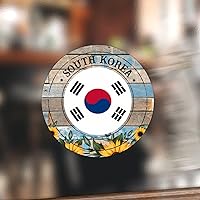 50PCS Round South Korea Flag Stickers World Traveler Stickers South Korea Vinyl Label Sticker for Cards Gift Boxes Party Favors Sealed Envelopes 4inch Round Sticker with Flag