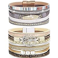 Bracelets for Women Teen Girls Boho Jewelry Leather Cuff Bangel Bracelet
