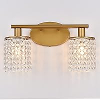 Crystal Gold Bathroom Light Fixtures,Vanity Lights for Bathroom Wall Sconce Light,2-Light Sconces Wall Lighting,Wall Lights for Bedroom
