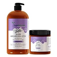 Lavender Body Lotion 16fl oz and Body Cream 8fl oz, Ultra Hydrating Moisturizer for Women, Men, Babies and Kids.