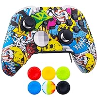 9CDeer 1 x Protective Customize Transfer Print Silicone Cover Skin Cartoon Skulls + 6 Thumb Grips Analog Caps for Xbox Elite Wireless Controller Compatible with Official Stereo Headset Adapter