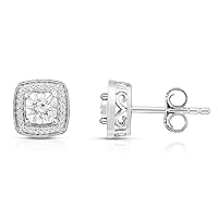 Natalia Drake 1/4 Cttw Square Diamond Earrings Studs for Women in 925 Sterling Silver Color H-I/Clarity I2-I3