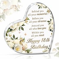 18th Birthday Gifts for Girls -UV Printed Acrylic Paperweight Desk Decoration - Happy 18th Birthday Decorations, 18 Year Old Girl Birthday Gifts, Daughter Birthday Gifts from Mom Dad Sister