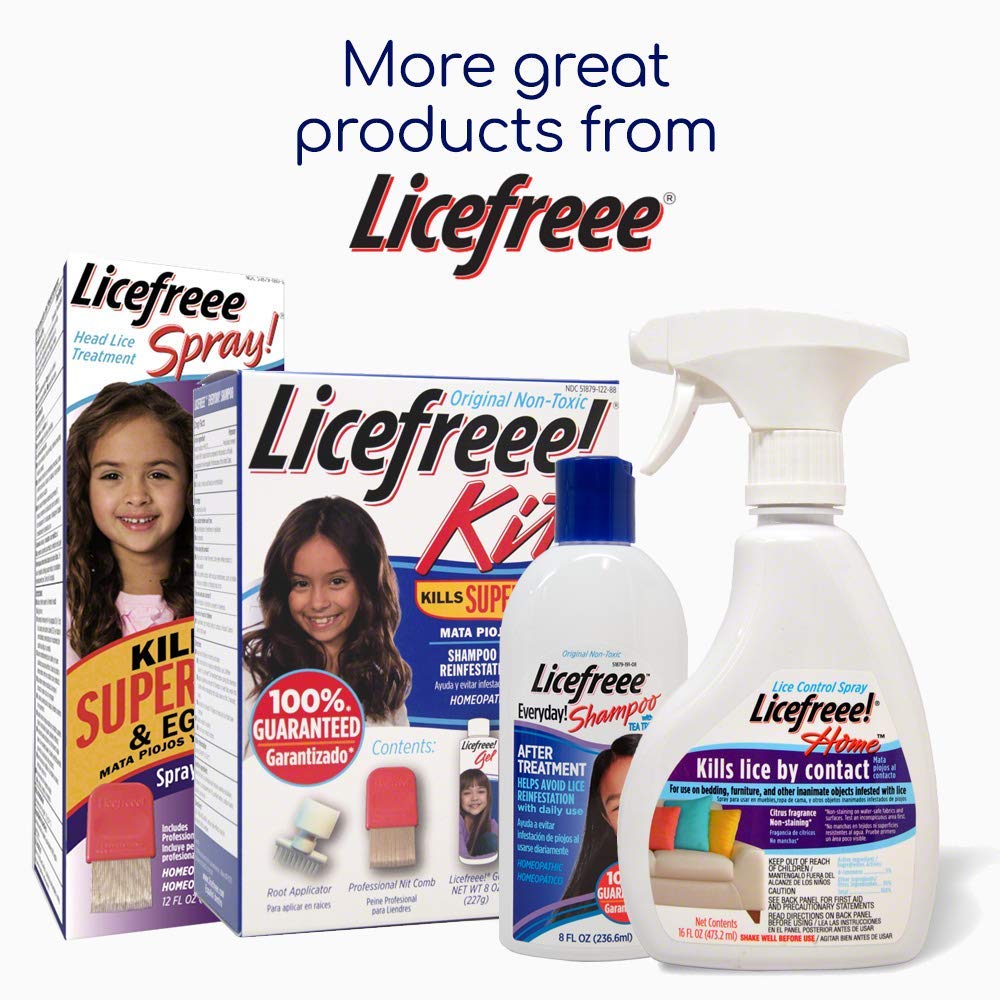 Licefreee Spray Family Size Lice Treatment for Kids & Adults, Easy Use Lice Spray Kills Head Lice, Eggs, Super Lice on Contact, Includes Metal Lice Comb, Multiple Treatments, 12 oz