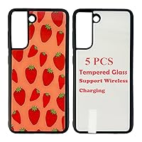 JUSTRY 5PCS Sublimation Phone Case Blanks Compatible with Samsung Galaxy S21 FE 5G Case,Wireless Charging Compatible Easy to Sublimate DIY Customized Soft TPU Mobile Case with Tempered Glass Inserts
