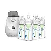 Dr. Brown’s Insta-Feed Bottle Warmer and Sterilizer with Anti-Colic Options+ Narrow Baby Bottles 4 oz/120 mL, with Level 1 Slow Flow Nipple, 4 Pack, 0m+