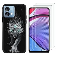 for Motorola Moto G Stylus 5G (2023) Case with 2 Tempered Glass Screen Protectors, Wolf Pattern Design, Slim Shockproof Soft Silicone Phone Case Cover for Girls Women Boys (Wolf)