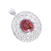 Mexican Fire Opal Gemstone 925 Solid Sterling Silver Pendant Beautiful Handmade Jewelry For Girls