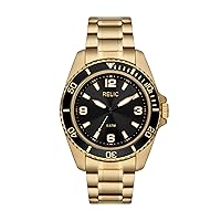 Relic by Fossil Men's Dustin Three-Hand Gold Stainless Steel Bracelet Sport Watch with Black Dial and Bezel (Model: ZR12668)
