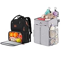 MATEIN Lunch Backpack for Women, Insulated Cooler Backpacks with USB Port, 15.6 inch College Laptop Backpack, Hanging Diaper Caddy, Portable Diaper Organizer Stacker