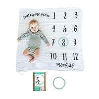 Kate & Milo Baby Monthly Milestone Blanket, Infant Milestone Markers, Newborn Photoshoot Photo Props, Baby Girl or Baby Boy Gift, Large Blanket