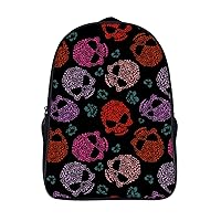 Flower Skull Pattern 16 Inch Backpack Adjustable Strap Daypack Double Shoulder Backpack Business Laptop Backpack for Hiking Travel