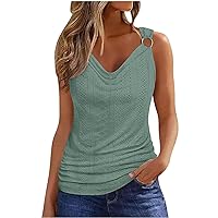 Tank Top for Women 2024 Eyelet Embroidery V Neck Sleeveless Basic Vest Tees Dressy Casual Summer Tunic Flowy T Shirts