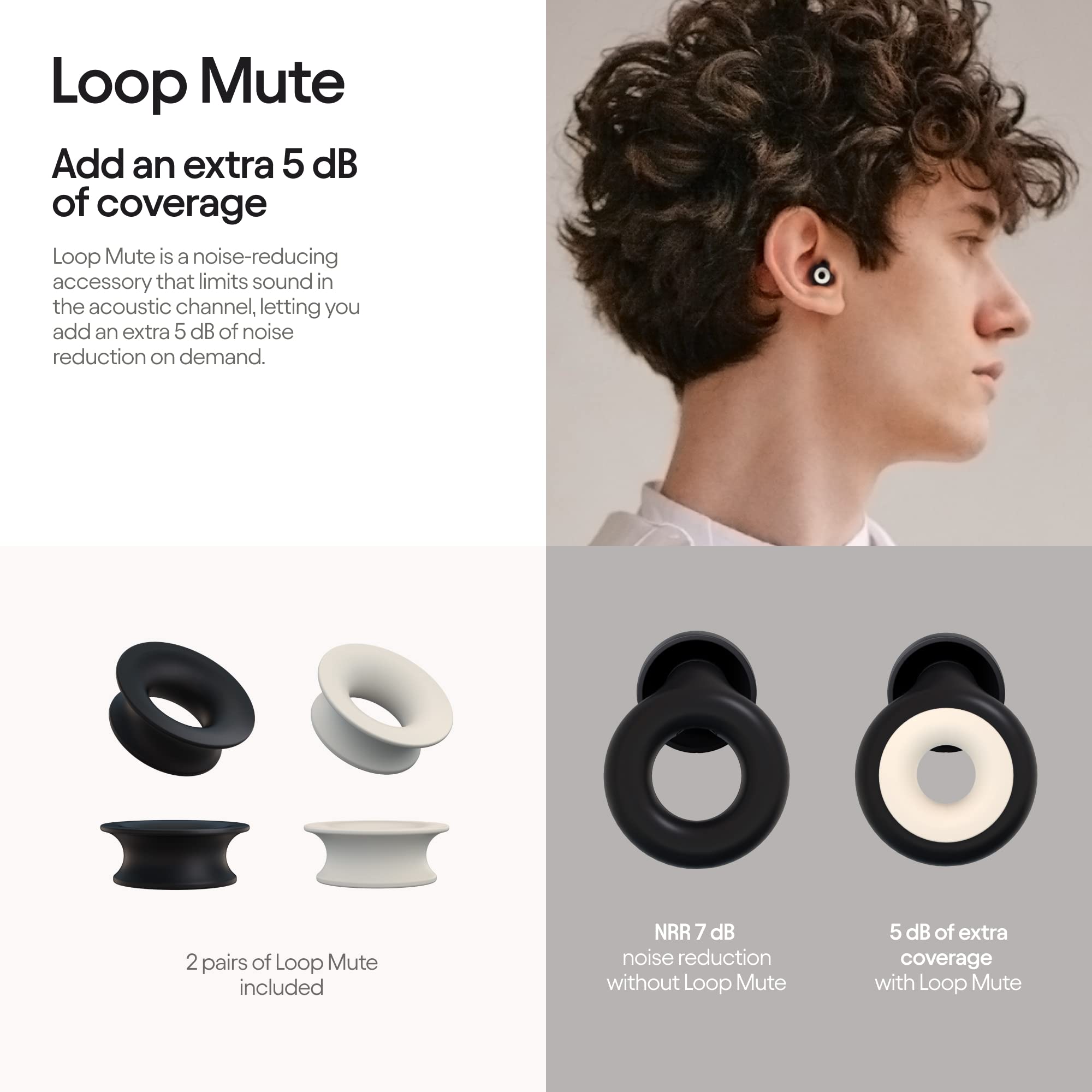 Loop Experience Plus Earplugs - High Fidelity Hearing Protection for Musicians, DJs, Festivals, Concerts and Nightlife – 18dB & NRR 7 Noise Reduction Ear Plugs – Extra Accessories Incl - Black