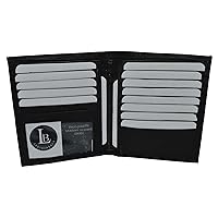 LB LEATHERBOSS Men's Genuine Leather Bifold Wallet Slim Hipster Cowhide Credit Card New (Black)