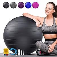 Soft Exercise ball, Anti-Burst Yoga Ball Chair Supports 2200lbs, Stability Swiss Ball w/ Pump for Pregnancy Birthing, Excersize, Workout, Fitness, Balance, Gym, Physio, Abs (Office & Home & School)