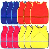 12 Pcs Art Smock for Kids Waterproof Artist Painting Aprons Sleeveless Children Art Smocks with Pockets Middle Size Kids Painting Smock for Age 3 to 8 Years Paint Art Craft Activity, 4 Colors