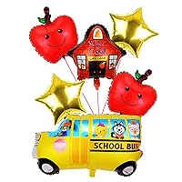 Back to School Balloons School Bus Balloons Apple Balloons for Back to School First Day of School Decorations Supplies 6 Pack