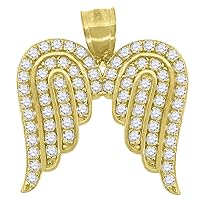 10k Yellow Gold Mens Women Cubic Zirconia CZ Angel Wings Religious Charm Pendant Necklace Measures 20.2x19. Jewelry for Men