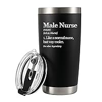 Male Nurse Definition Murse Like A Normal Nurse But Way Cooler Nurse Gifts to Boyfriend Husband Dad From Girlfriend Wife Mom Vacuum Insulated Tumbler Removable Lid and Straw (Black, 20 oz)