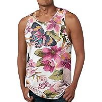 Tank Tops Men, Summer Crewneck Hawaiian Shirts Palm Tree Tropical Printed Sleeveless Shirts Gam Athletic Tank Tops