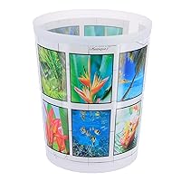 EVIDECO French Home Goods Printed Trash Can Waste Basket 4.5-liters-1.2-Gal (Island)
