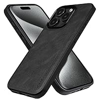 X-level Compatible with iPhone 15 Pro Case, PU Leather Thin Slim Phone Cover Soft Bumper Shockproof Protective Case for iPhone 15 Pro - Black
