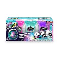 So Slime Light-Up Cosmic Crunch 3pk; Slime Activated Light Will Glow and Change Colors; Illuminated Slime; Included 3 Premade Slimes with Reusable Containers, Confetti Decorations, and an LED Light