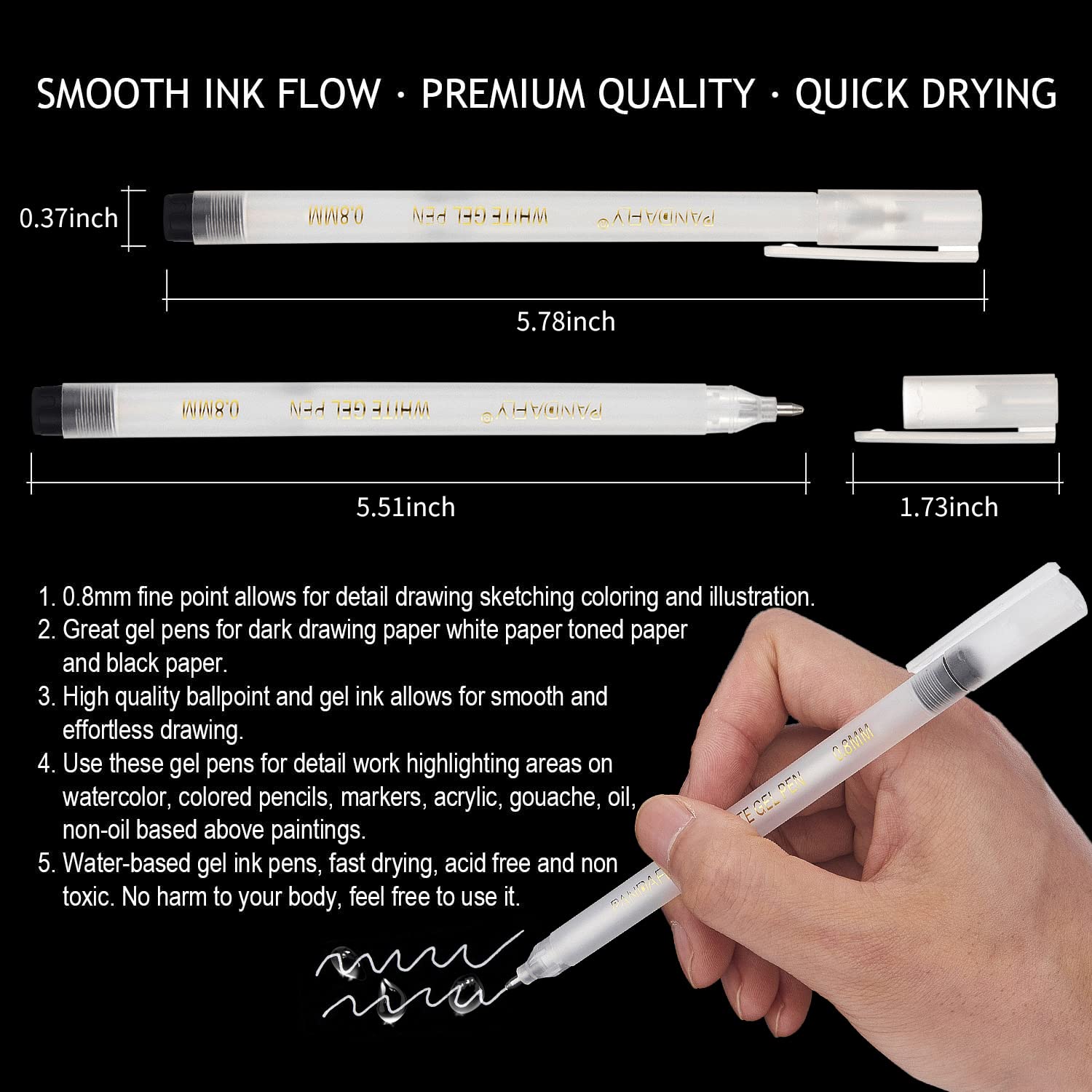 3Pcs White Gel Ink Marker Pen Drawing Sketching Painting Art Fine Tips Pens  DIY | eBay