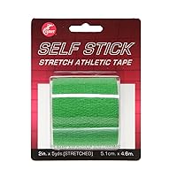 Eco-Flex Self-Stick Stretch Tape, Cohesive Tape, Flexible Elastic Sports Tape, Athletic Training Room Supplies, Easy Tear & Self-Adherent Bandage Wrap, Single 5 Yard Roll, Neon Green