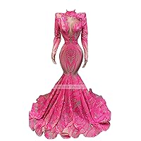 Pink/Orange Sequined Mermaid Prom Shower Party Evening Dress Celebrity Pageant Gown