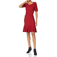 Women's Short Sleeve Polka Dot Ruffle Hem Dress