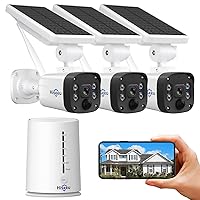 Hiseeu Wireless Security Camera Outdoor, 4MP Solar Camera, Wire-Free, Battery Powered Home Camera,4CH Expandable,PIR,Spotlight, 2-Way Audio, IP66 Waterproof, 90-Day Video Storage, Work with Alexa