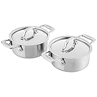 All-Clad Specialty Stainless Steel Ramekin with Lid 2 Piece Oven Broiler Safe 600F Pots and Pans, Cookware Silver