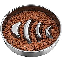 Slow Feeder Dog Bowls 304 Stainless Steel, 2-4 Cups Metal Dog Bowl, Fish Bones Design Dog Bowl for Small Medium Large Breeds, Extent Meal Time, Eating Healthy