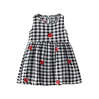 Toddler Girl Sleeveless Dress Baby Girl Cute Cartoon Dress Comfy Casual Playwear Outfit for 6 Months -5 Years