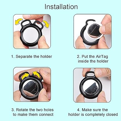 Ailun [2Pack] Hard PC Cover for AirTag,Shockproof Cover Loop with Keychain Ring Holder Skin Protector Protective Case Tracker Finder Locator Anti-Lost Protector Holder for AirTags,Wear-Resistant Black