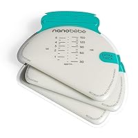 Nanobébé 100 Breastmilk Storage Bags Refill Pack – Fast, Even Thawing & Warming – Breastfeeding Supplies Lay Flat to Save Space & Track Pumping – Breastmilk Bags for Freezer or Fridge