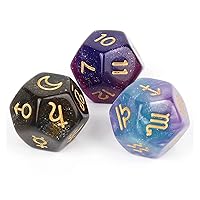3pcs/Set Divination Constellation Acrylic Polyhedral Dices Numbers Dials Desktop Table Board Game (Color : 3pcs)