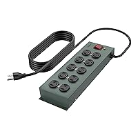 Belkin Power Strip Surge Protector - 10 AC Outlets, 15ft Heavy Duty Metal Extension Cord with Wall Mount Holes for Home, Office, Travel, Computer Desktop, Laptop & Phone Charging Brick