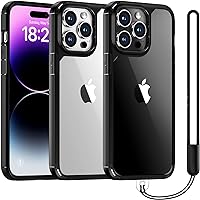 TAURI 5 in 1 for iPhone 14 Pro Case, [Military-Grade Drop Protection] [Compatible with Magsafe] Shockproof Lanyard Case for iPhone 14 Pro Phone Case 6.1 inch - Black